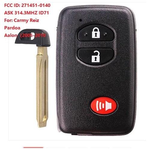 KEYECU Smart Remote Key Fob for Toyota Carmy Reiz Pardoa Aalon(2005-2010 )ASK 314.3 ID71 P/N: 271451-0140
