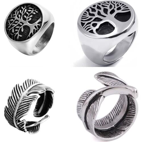 Lucky Tree Of Life Ring Casting Polishing Stainless Steel Life Tree Rings For Hiphop/Rock Jewelry Ring
