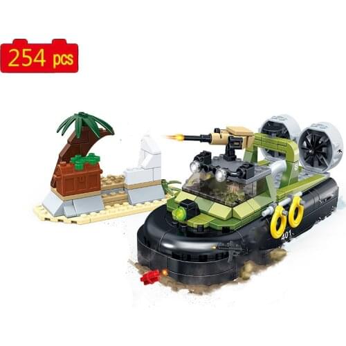 Military series WW2 army Landing Craft Air Cushion hovercraft soldier SWAT Building Blocks Bricks Toys Gifts