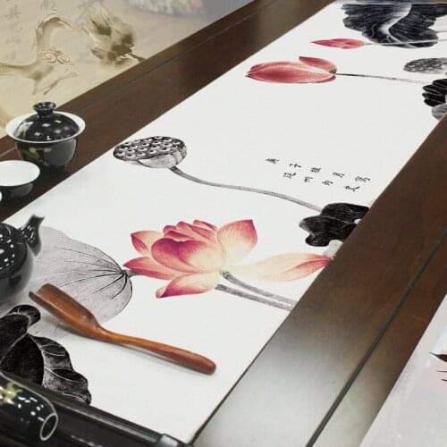 Chinese Style Kitchen Table Runners Dinning Table Decoration Vintage Table Cloth Tea Mat Cotton Linen Decals for Furniture Art