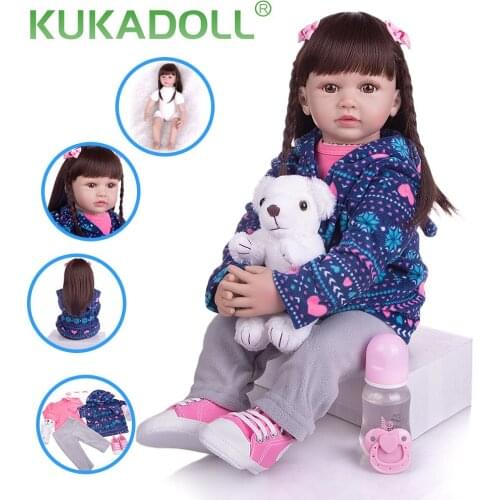 KUKADOLL 24 Inch 60 CM Reborn Princess Baby Doll Cloth Body Stuffed Boneca Reborn Realista Doll For Girl Birthday Christmas Gift