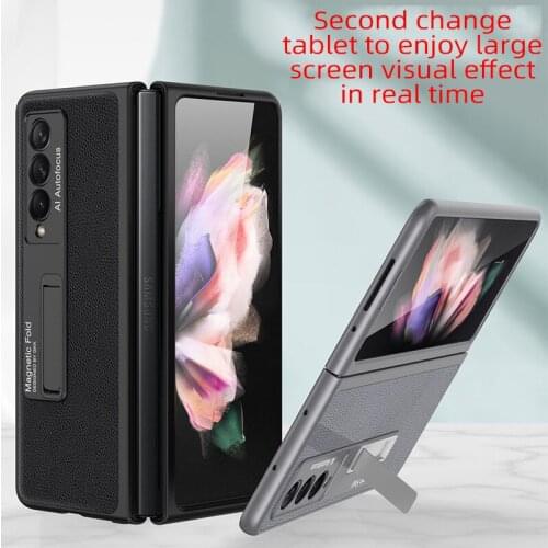 Magnetic Suction Aluminum Alloy Spring Device 110 Folding Bracket Kickstand Case for Samsung Galaxy Z Fold 3 Case