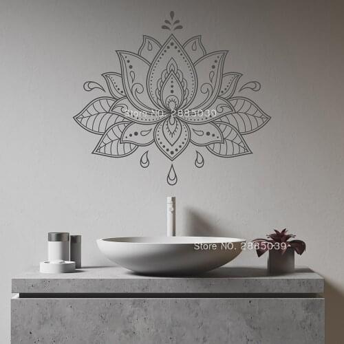 Mandala Vinyl Wall Stickers Creative Murals For Living Room Sofa background Home Decor Lotus Sticker Bathroom Wallpapers LC1783