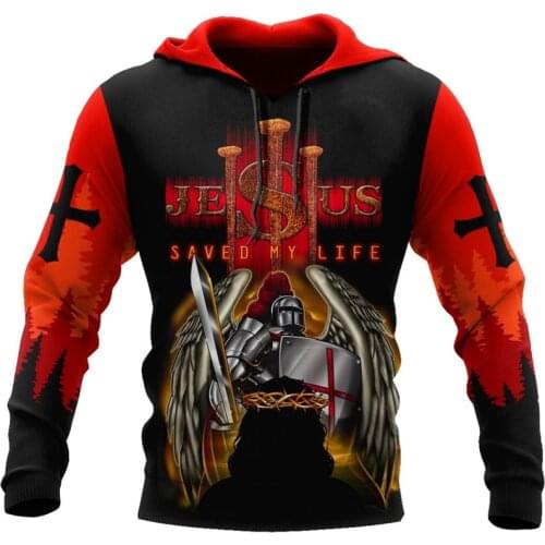 Fashion Jesus and Templar 3D printed Hoodie mens Sweatshirt Unisex Street zipper Pullover casual jacket sportswear