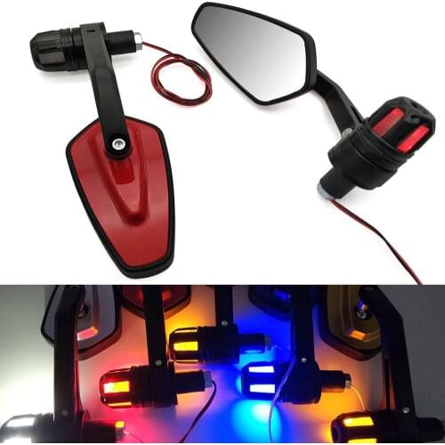 Motorcycle 22mm Rearview Handle mirror With LED Turn signal Side Light For Yamaha TMAX 500 530 t max 500 530 XP500 XP530 xp 530