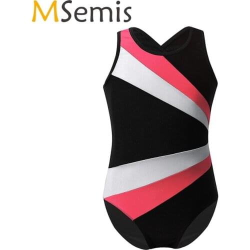 MSemis Girls Athletic Gymnastics Clothes Ballerina Leotard Jumpsuit Kid Sleeveless Flower Petal Shaped Back Ballet Dance Costume