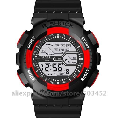 100pcs/lot HONHX Mens Watches Creative Dial Mens Boy LED Digital Stopwatch Rubber Sport Wrist Watch Solid Strap Watch For Men