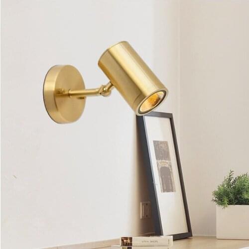 Nordic modern minimalist bathroom mirror lights brass wall lamp bedroom lamp aisle free shipping