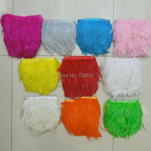 Feather Trim,10 yards/lot!Multicolor Coque Rooster Feathers Trim for craft/clothing4-6inches 10-15cm height 9Colours for choice