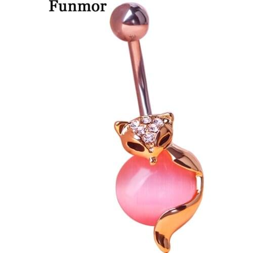 Gold Fox Body Piercings Jewelry Navel Ring Belly Buttons Rings Percing Joias Ouro Industrial Bijoux Bikini Girls Women Ombligo