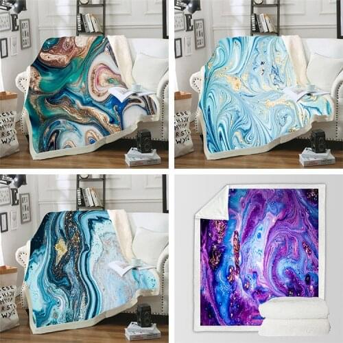 Throw Oil Painting 3D Thicken Plush Blanket Bedspread for beds Sherpa Blanket home Couch Quilt Cover Easy Wash Faux Fur Blanket