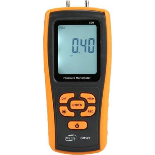 GM520 Portable USB Digital LCD Pressure Manometer Gauge Measuring Range 35kPa With Temperature Compensation