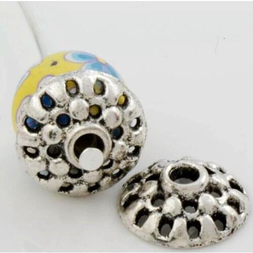 300Pcs L1062 11x11mm Tibetan Silver Dots Bali Style Design Bead Cap Jewelry Findings Components LZsilver