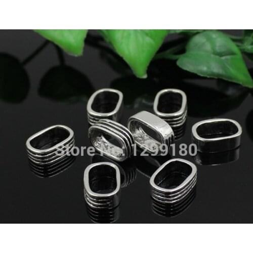 50pcs/lot Silver Tone Slider for Bracelet Necklace Cord Beads watch Chain Beads DIY Accessory 13x9x4mm fit:7x11mm K02141