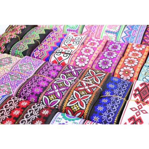 Mixed Dancing Circle 2" 5cmX8yard/Lot Polyester Woven Jacquard Ribbon for Clothes Cuff Belt DIY Sewing Accessories
