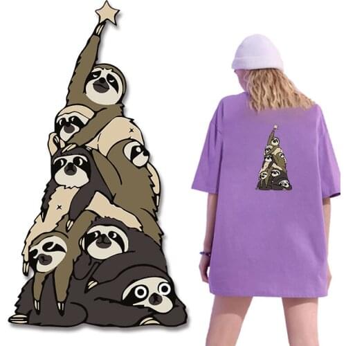 Heat transfer cartoon animal tree lai Picking stars print stickers On Transfer For Clothing Patches for Clothing DIY T-shirt