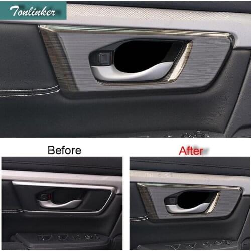 Tonlinker Cover Case Stickers for Honda CRV 2017 Car Styling 4PCS Stainless steel Door handle interior decoration cover sticker