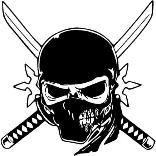 Unique Ninja Skull PVC Car Stickers 15*15cm Personalized Motorcycle KK Vinyl Decals Black/Silver Sunscreen Waterproof Car Window