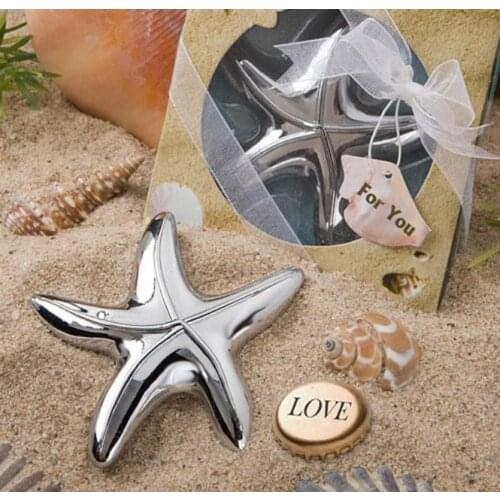 120pcs/Lot)FREE SHIPPING+Beach Wedding Favors Silver Starfish Design Wine Bottle Opener Party Giveaway Gift For Guest SN2070