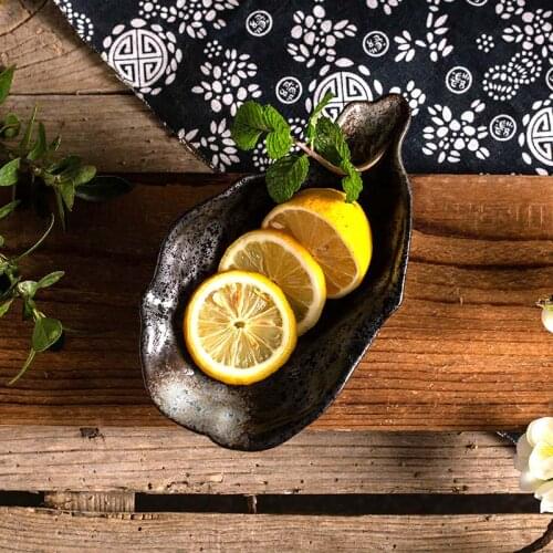 Japanese retro ceramic tableware household dishes dishes creative rectangular dishes sushi dishes snack dishes fish dishes