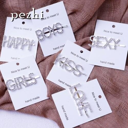Rhinestone letter hairpin silver studded word clip bangs clip sweet hairdressing girl headwear