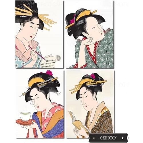 Vintage Ancient China Tang Dynasty Female Portrait Poster Wall Art Prints Feminine Painting On Canvas for Interior Home Decor