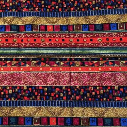 1 Meter Trade cotton and linen printed ethnic DIY curtain fabric blends folk style gilded tablecloth curtain for sewing