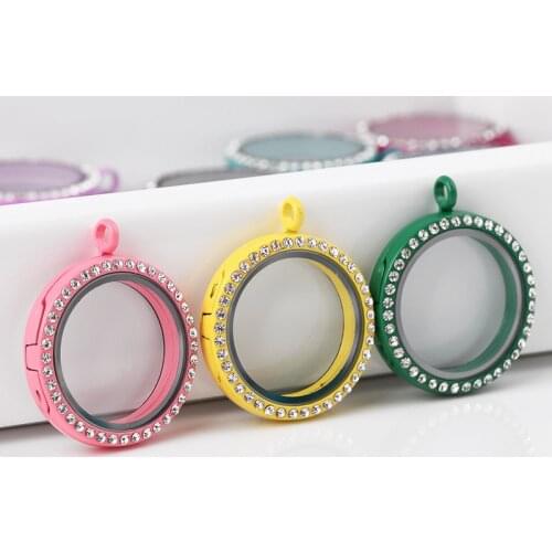 1pc Good Quality Crystal Colorful Glass Locket Magnetic Open Pendant