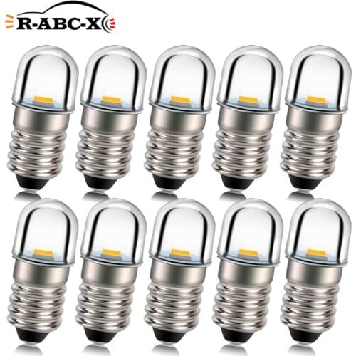 10pcs 3V 6V 12V P13.5S E10 LED Bulb For Flashlight Replacement Bulb 0.5W led Torch Work Interior Light Lamp Warm white 4300K