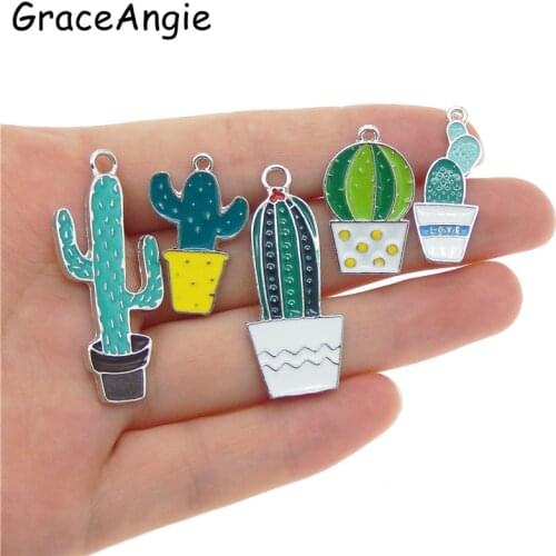 20PCS Mix Cactus Charm For Necklace Bracelet Plant Cute Jewelry DIY Earrings Necklace Bracelet Anchor Child New Charm Pendants