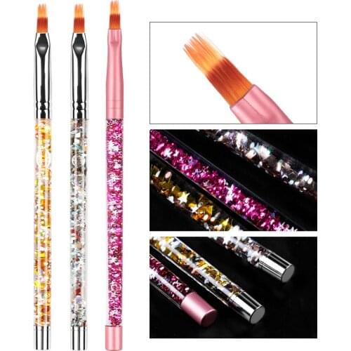 3 color Acrylic Handle Quicksand Painting Nail Brush Drawing UV Gel Pen Manicure Nail Art Brush Tool