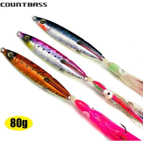 3pcs 80g 2.8oz Japan inchiku jigs with octoups assist hook, Squid Jigging, Glow Saltwater fishing lures, Bottom Snapper Jigs