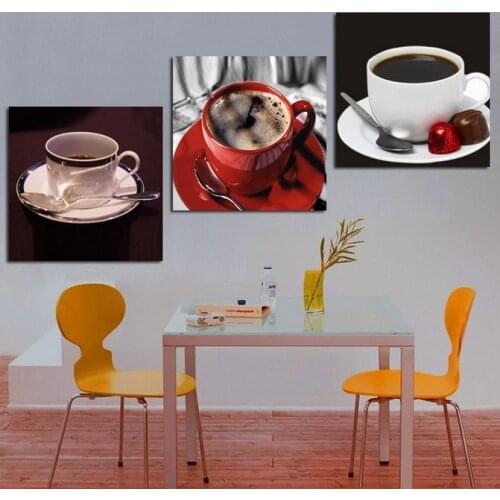 3 Pieces Modern Home Kitchen Wall Art Pictures Coffee Tea Oil Painting Canvas Decorative Poster Prints For Dinning Room No Frame