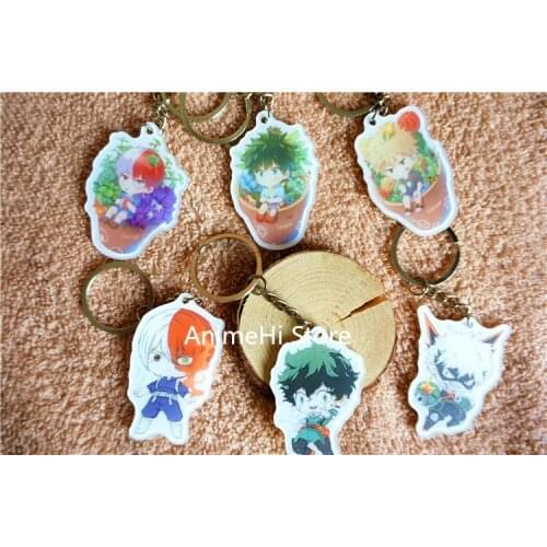 30 Pcs/lot My Hero Academia Acrylic Keychain Toy Boku No Hero Akademia Midoriya Bakugou Action Figure Pendant Key Rings Gift