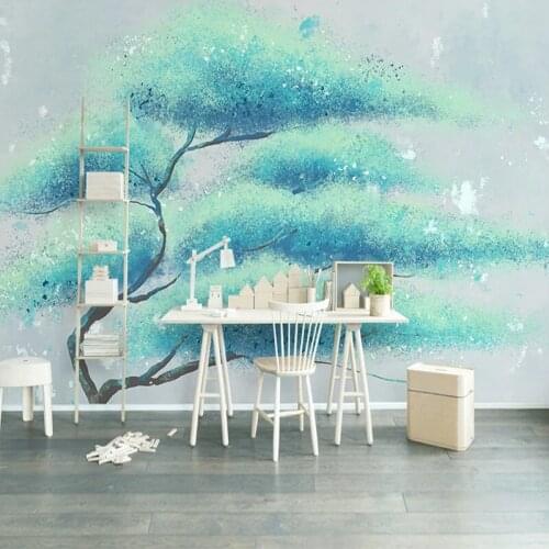 Custom Photo Mural Wall Papers Home Decor 3D Hand Painted Creative Art Abstract Green Tree Living Room Bedroom Background Modern