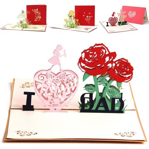 3D Pop UP Love Card Valentines Day Anniversary Wedding Invitation Envelope Greeting Card For Wife and Girlfriend Gift