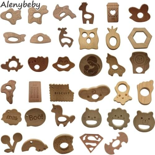 50pcs Wooden Beech Wooden Teether Unfinished Pendents DIY Accessory for Teething Food Grade Original Wood DIY Baby Teether