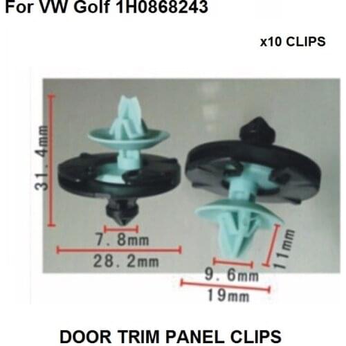 FREE SHIPPING!!! x10 Pieces For VW Golf 3 Door Panel Fixing Clip Holders 1H0868243 - 1H0868243 B NEW