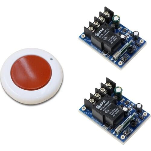 Black/ White/Red Wide Voltage DC12V 24V 36V 48V 30A Relay Wireless Remote Control Switch Wall Round Transmitter and 2* Receiver