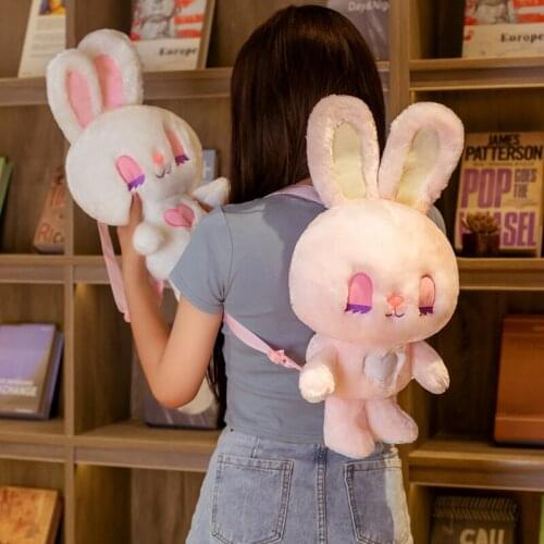 Childrens Backpack Cute Plush Rabbit Backpack Kawaii Bunny Backpack Stuffed Rabbit Toy School Bag Gift Kids Toy for Girls Bag