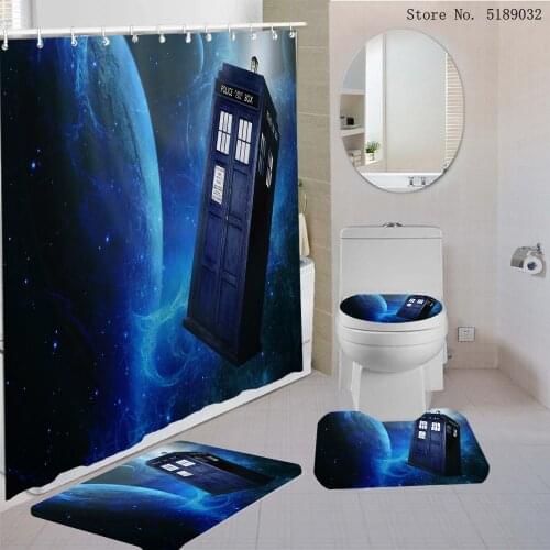 Doctor Who Shower Curtain Sets Printing Waterproof Polyester Shower Curtains With Non-Slip Carpet Toilet Cover 3/4pcs Bathroom