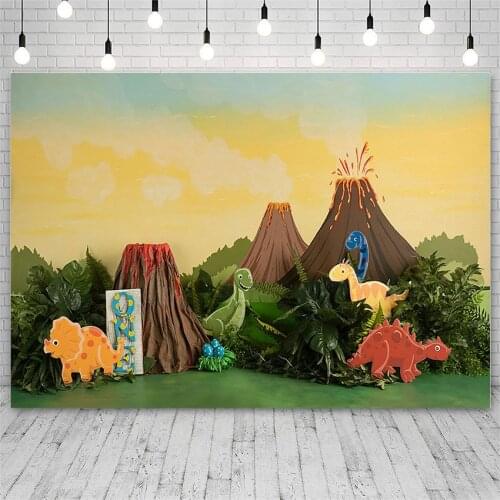 Avezano Backdrop Happy Birthday Baby Shower Forest Jungle Dinosaur Photography Background Photo Studio Photozone Photocall Decor