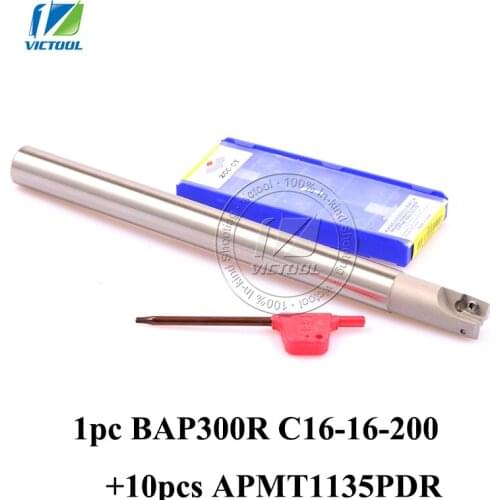 Milling head BAP 300R C16-16-200 with 10pcs APMT1135PDR insert square shoulder face high speed end mill 150mm length