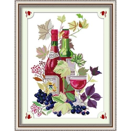 Hh Life in wine glass cross stitch kit cartoon 14ct 11ct print canvas stitching embroidery DIY handmade needlework J010