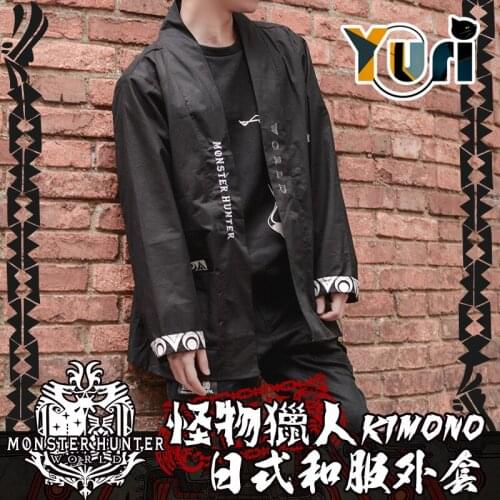 Yuri Limited Monster Hunter kimono black coat clothes men Japanese costume Cosplay fashion daily Cos Cute Gift thoughtful C