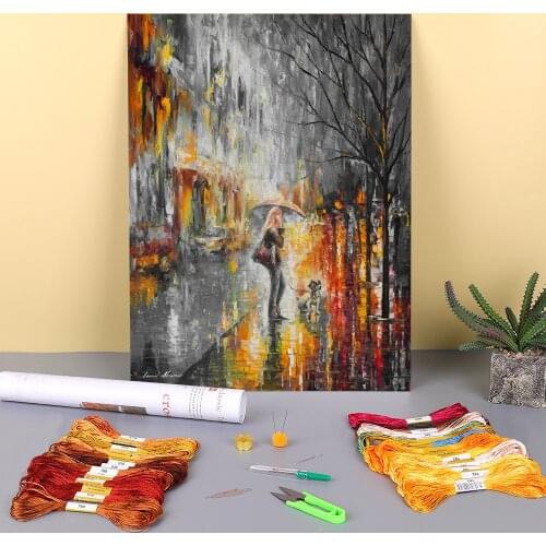 Stroll With A Friend Printed Fabric 11CT Cross Stitch DIY Embroidery Complete Kit DMC Threads Hobby Knitting Handmade Decor