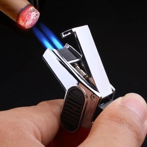 Creative Inflatable Torch Lighter Windproof Butane Turbo Tube Pistol Lighter Portable Cigar Spray Gun Mens Smoking Gadget Gift