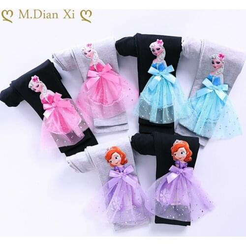 Hot Sale Girls Cartoon Leggings Pure Cotton Elsa Sophia Trousers Girls Trousers Fashion Mid-waist Trousers Kids Pants