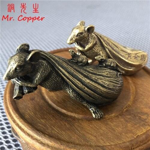 Copper 2020 Chinese New Year Rat Figurines for Home Decor Accessories Brass Mouse Statue Desk Decorations Gift for China Friends