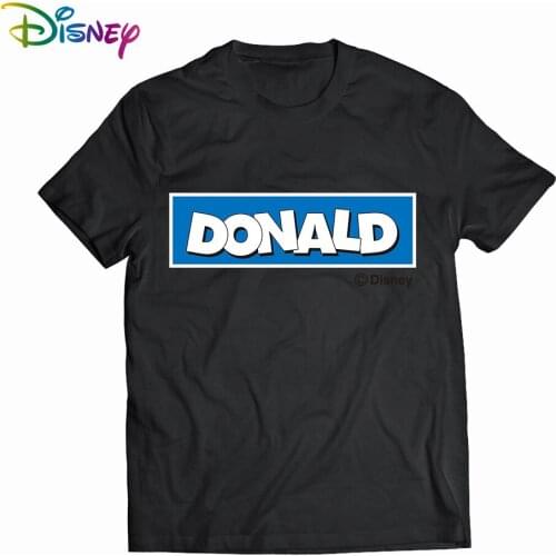 Disney Fashion Cute Daisy Duck Cartoon Print Black T-Shirt O-Neck Pullover Short Sleeve Casual Sweet Women Loose Tee Tops